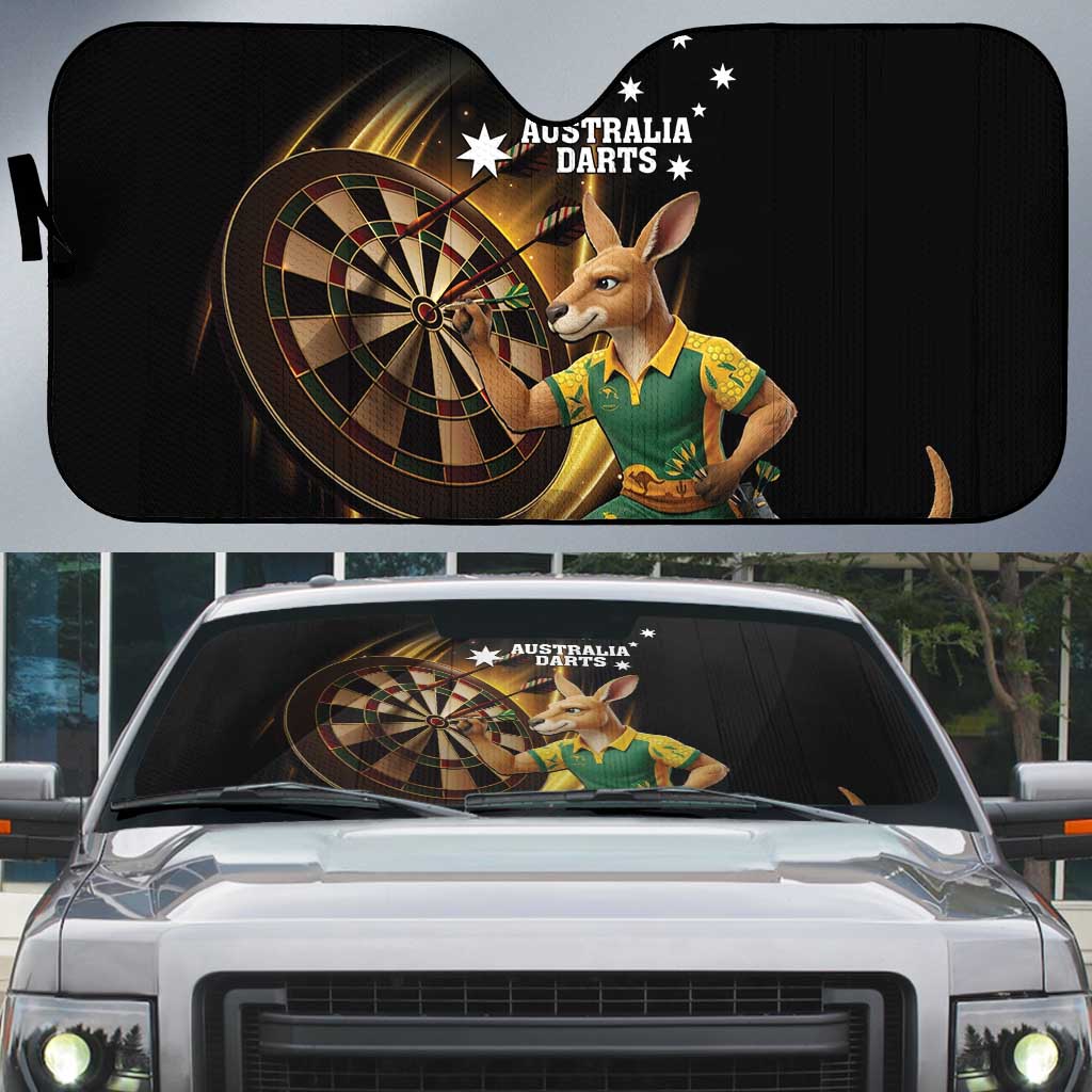 Australia Kangaroo Mascot Darts Auto Sun Shade Black Edition