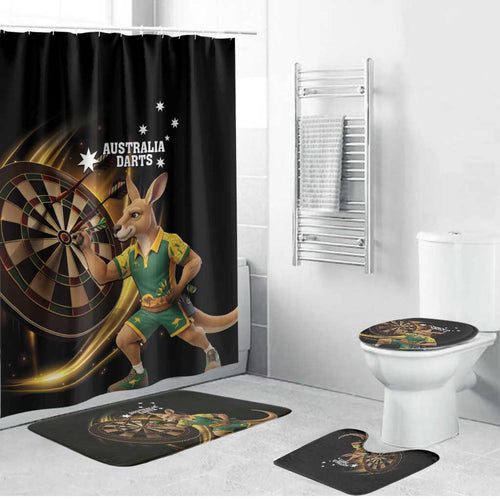 Australia Kangaroo Mascot Darts Bathroom Set Black Edition