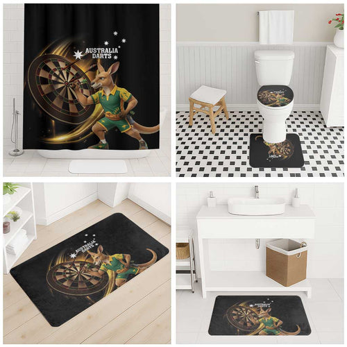 Australia Kangaroo Mascot Darts Bathroom Set Black Edition