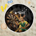 Australia Kangaroo Mascot Darts Beach Blanket Black Edition