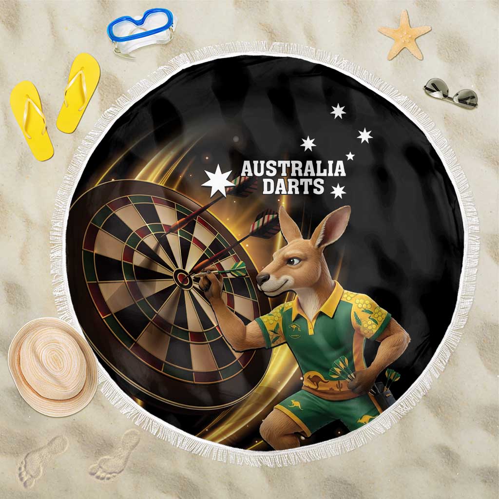 Australia Kangaroo Mascot Darts Beach Blanket Black Edition