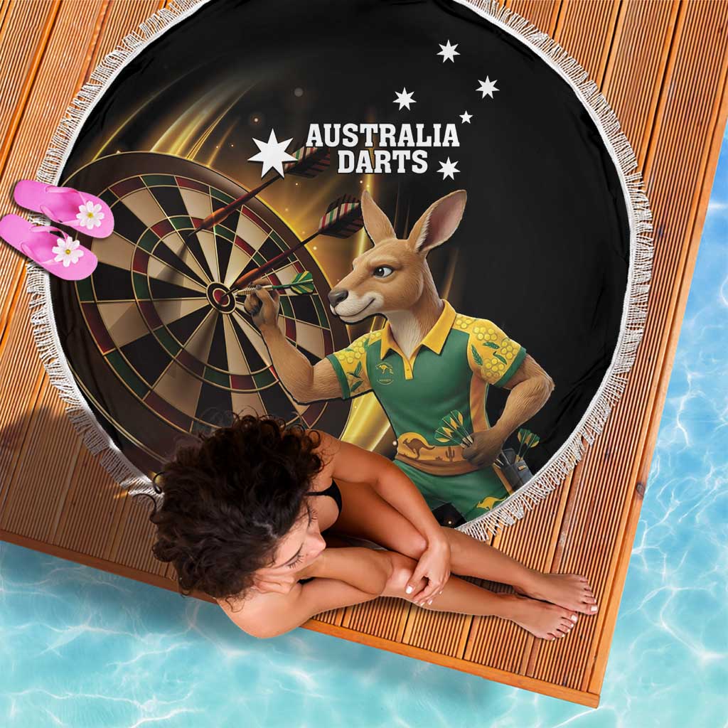 Australia Kangaroo Mascot Darts Beach Blanket Black Edition