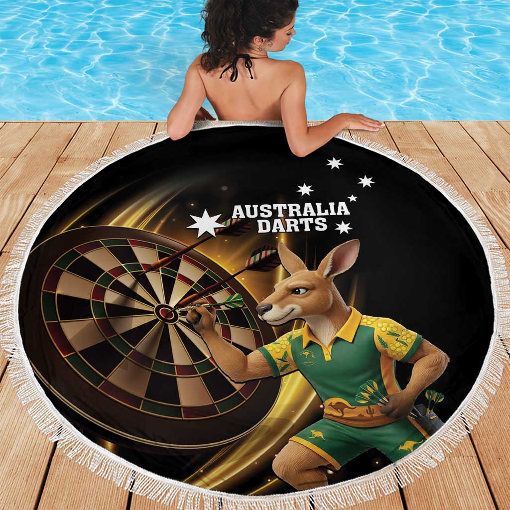 Australia Kangaroo Mascot Darts Beach Blanket Black Edition