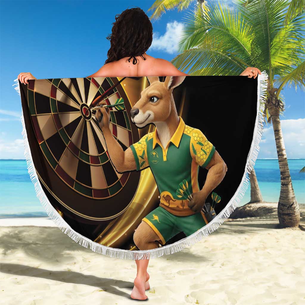 Australia Kangaroo Mascot Darts Beach Blanket Black Edition