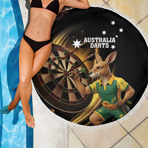 Australia Kangaroo Mascot Darts Beach Blanket Black Edition