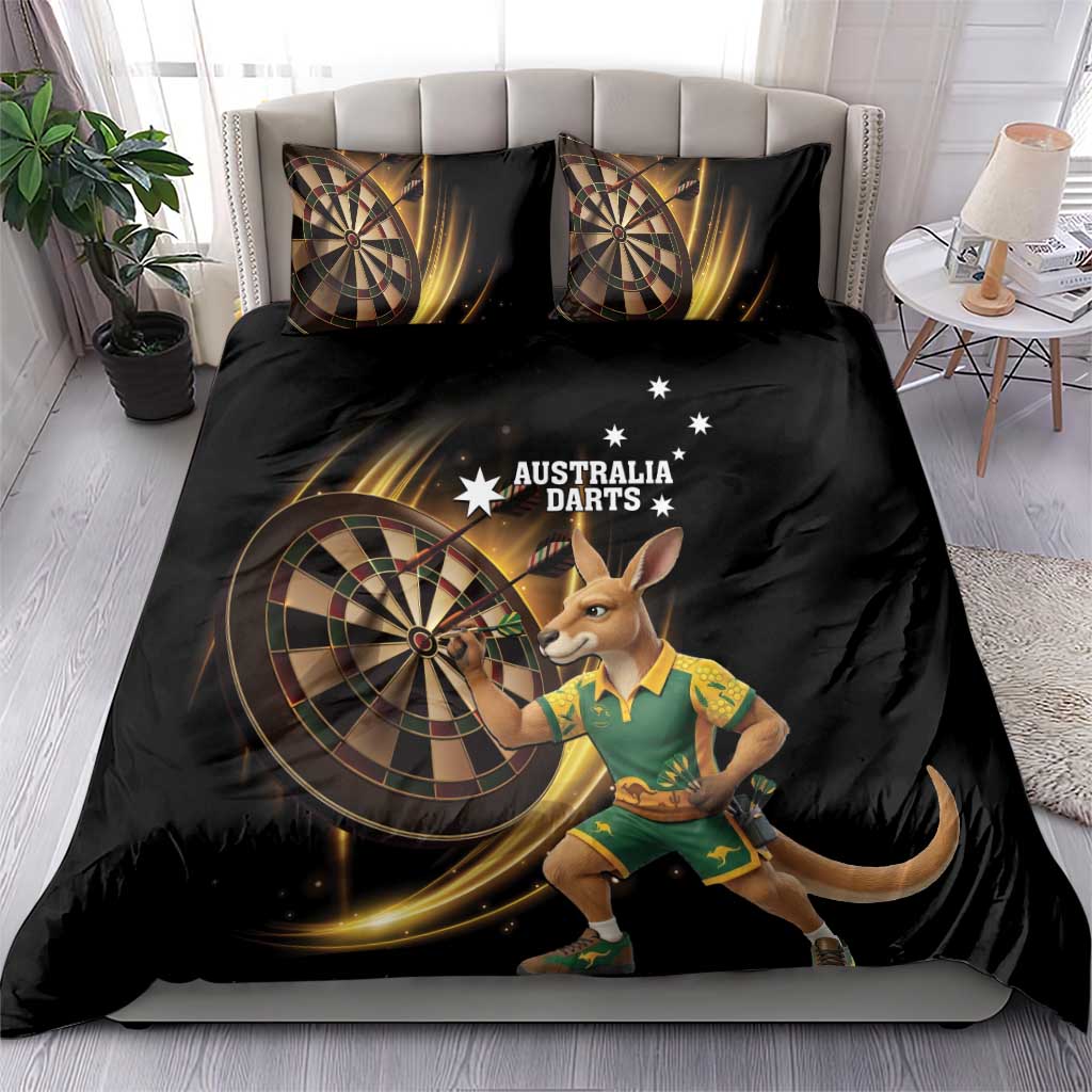 Australia Kangaroo Mascot Darts Bedding Set Black Edition