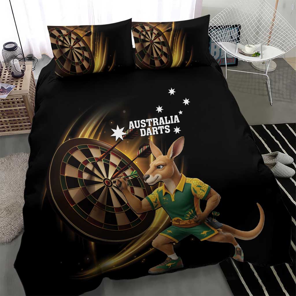Australia Kangaroo Mascot Darts Bedding Set Black Edition