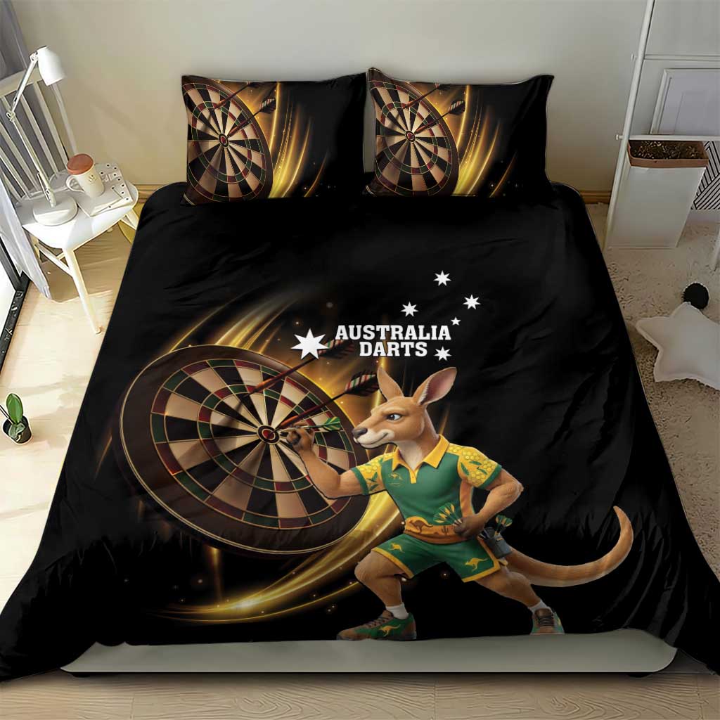 Australia Kangaroo Mascot Darts Bedding Set Black Edition