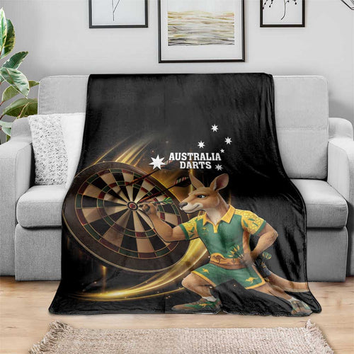 Australia Kangaroo Mascot Darts Blanket Black Edition