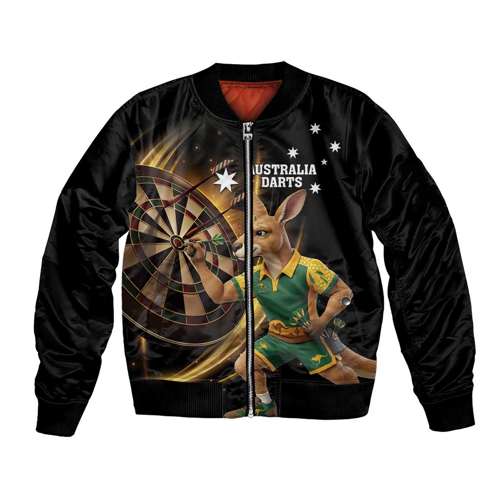 Australia Kangaroo Mascot Darts Bomber Jacket Black Edition