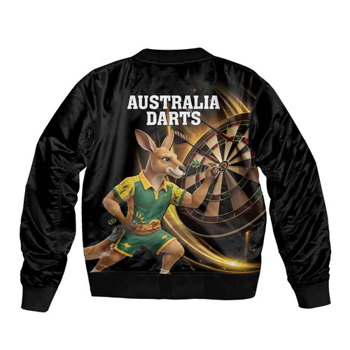 Australia Kangaroo Mascot Darts Bomber Jacket Black Edition
