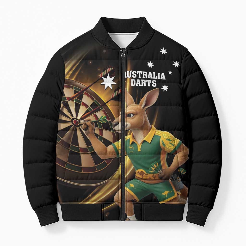 Australia Kangaroo Mascot Darts Bomber Puffer Jacket Black Edition