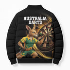 Australia Kangaroo Mascot Darts Bomber Puffer Jacket Black Edition