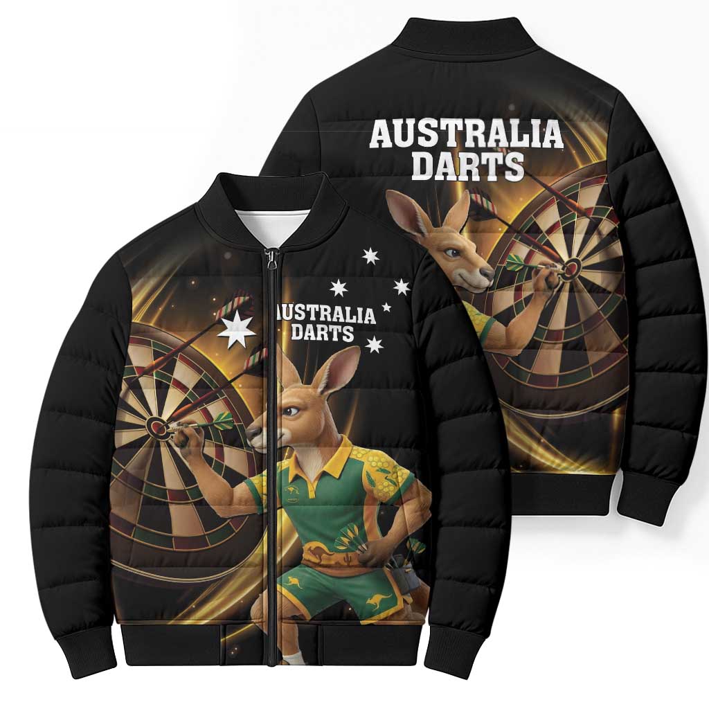Australia Kangaroo Mascot Darts Bomber Puffer Jacket Black Edition