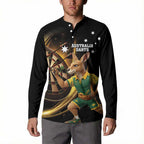Australia Kangaroo Mascot Darts Button Sweatshirt Black Edition