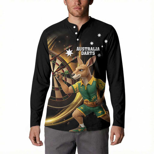 Australia Kangaroo Mascot Darts Button Sweatshirt Black Edition