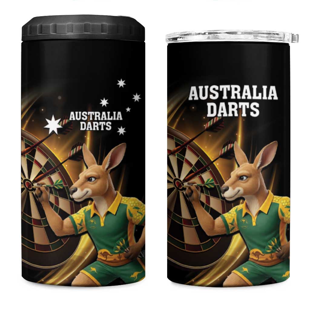 Australia Kangaroo Mascot Darts 4 in 1 Can Cooler Tumbler Black Edition