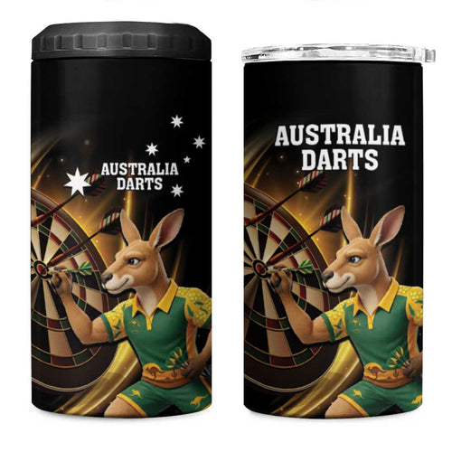 Australia Kangaroo Mascot Darts 4 in 1 Can Cooler Tumbler Black Edition