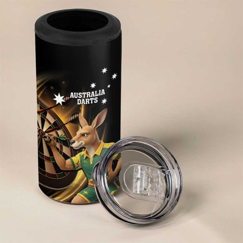 Australia Kangaroo Mascot Darts 4 in 1 Can Cooler Tumbler Black Edition