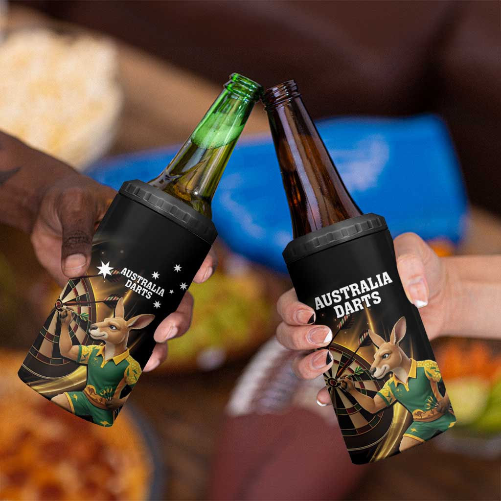 Australia Kangaroo Mascot Darts 4 in 1 Can Cooler Tumbler Black Edition