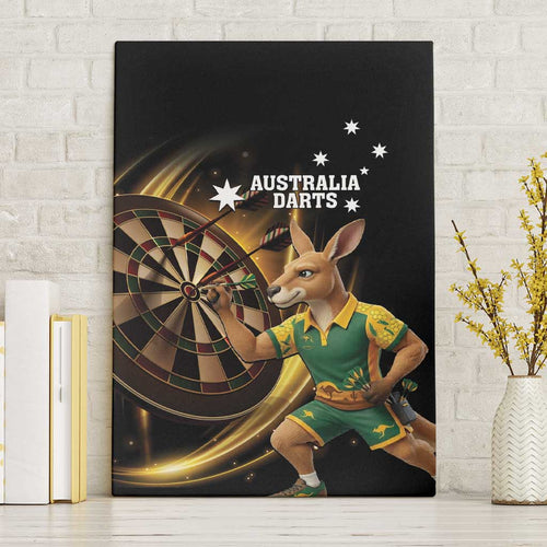 Australia Kangaroo Mascot Darts Canvas Wall Art Black Edition