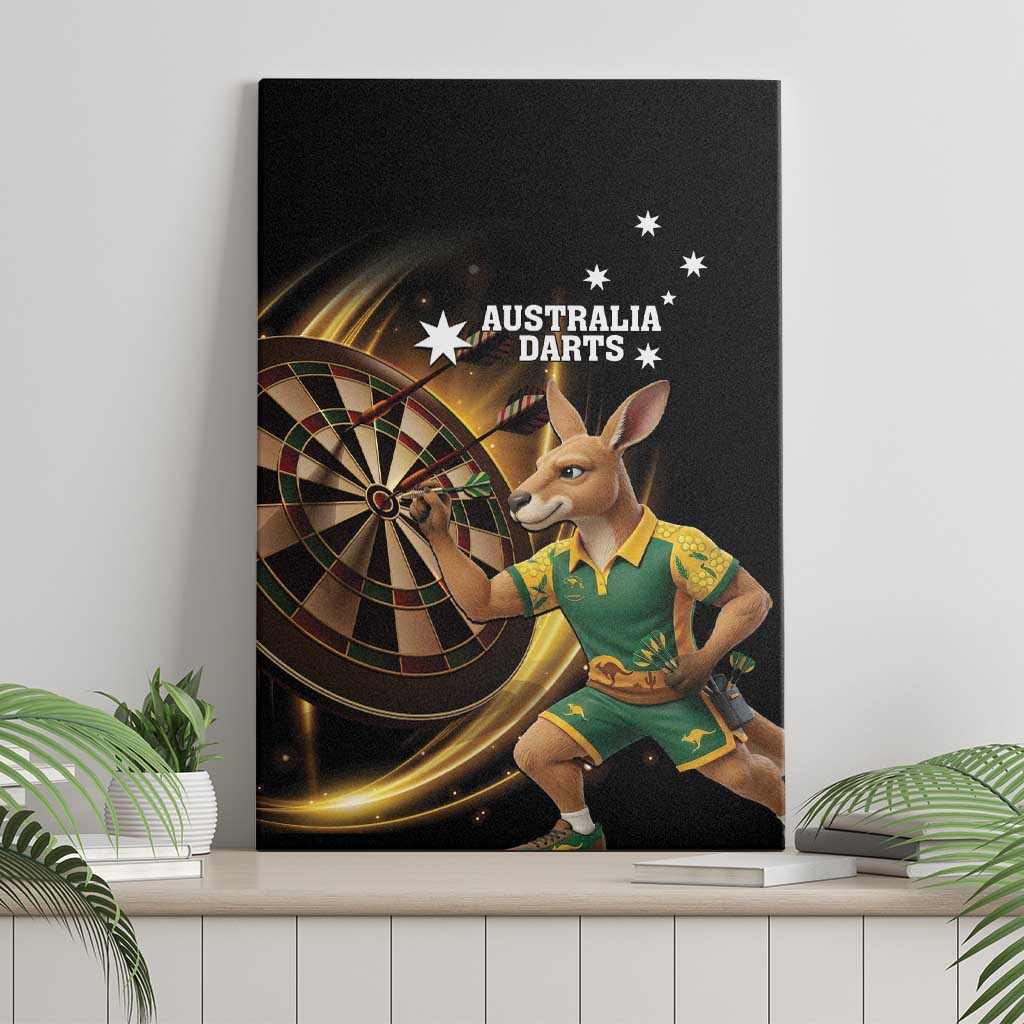 Australia Kangaroo Mascot Darts Canvas Wall Art Black Edition