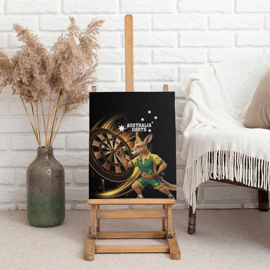 Australia Kangaroo Mascot Darts Canvas Wall Art Black Edition