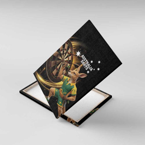 Australia Kangaroo Mascot Darts Canvas Wall Art Black Edition