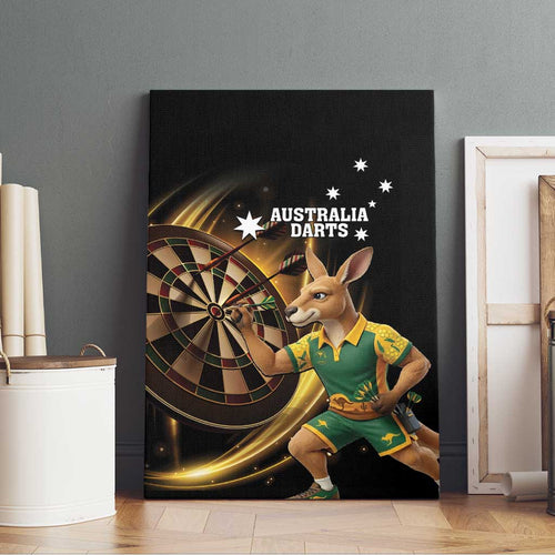 Australia Kangaroo Mascot Darts Canvas Wall Art Black Edition