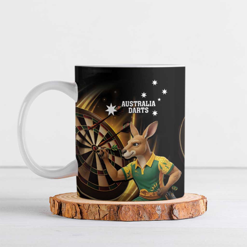 Australia Kangaroo Mascot Darts Ceramic Mug Black Edition