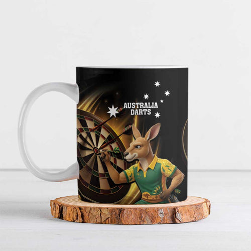 Australia Kangaroo Mascot Darts Ceramic Mug Black Edition