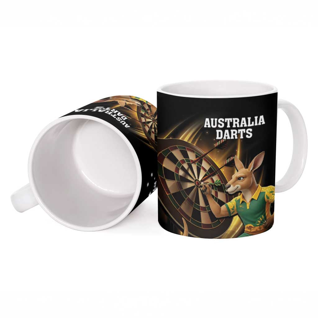 Australia Kangaroo Mascot Darts Ceramic Mug Black Edition