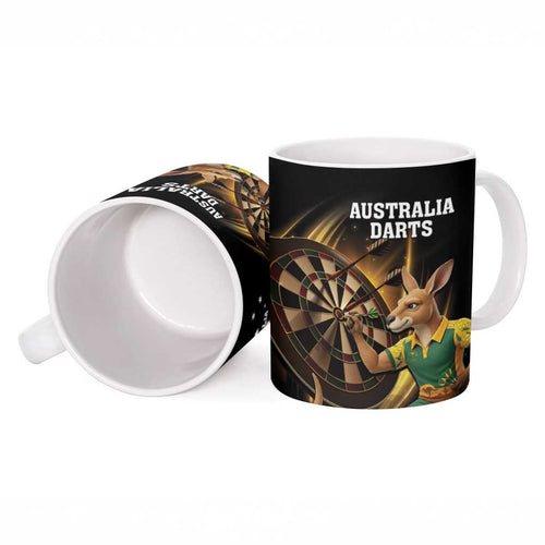 Australia Kangaroo Mascot Darts Ceramic Mug Black Edition