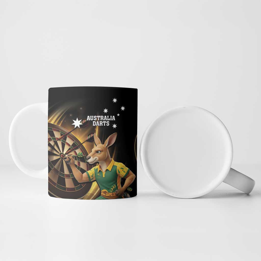 Australia Kangaroo Mascot Darts Ceramic Mug Black Edition