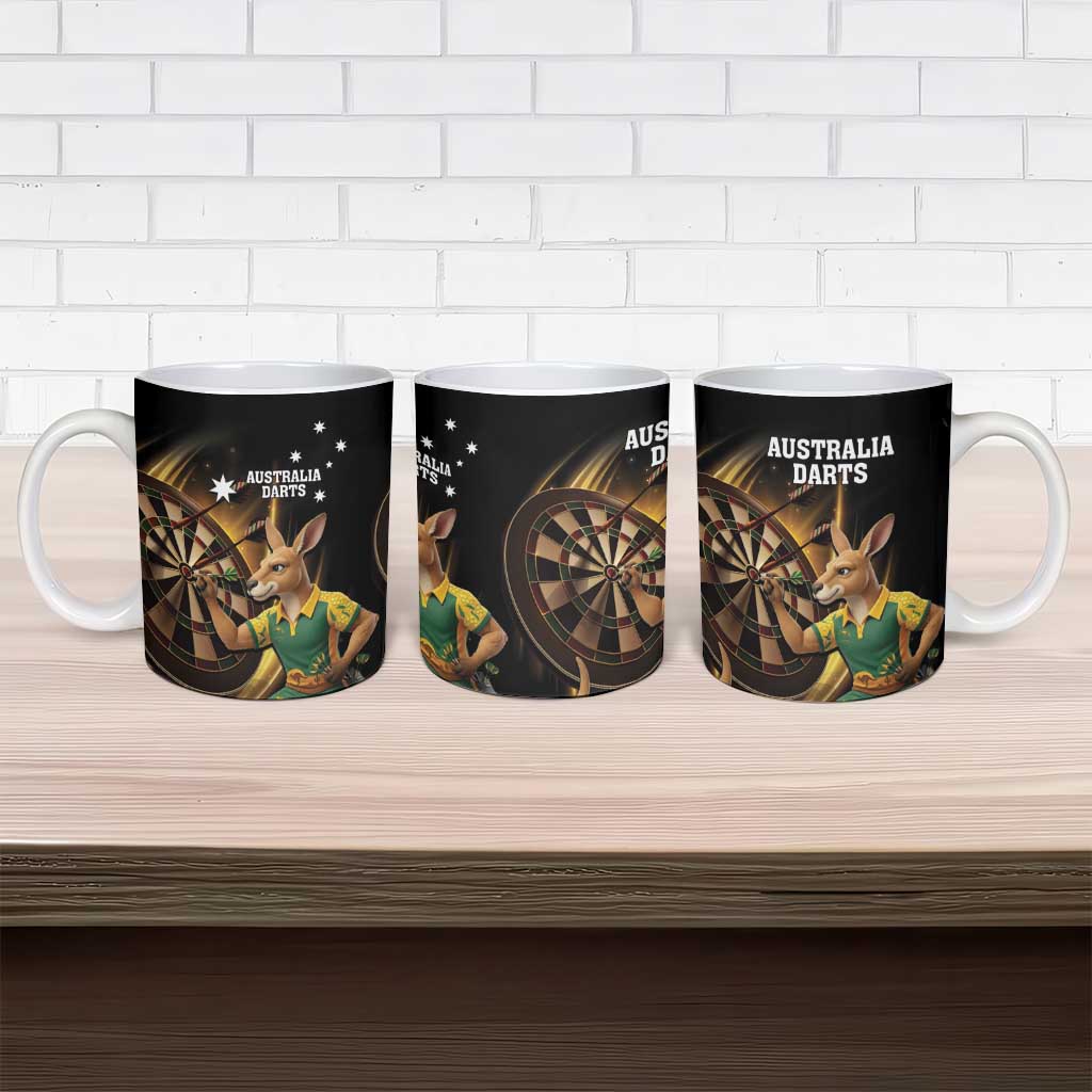 Australia Kangaroo Mascot Darts Ceramic Mug Black Edition