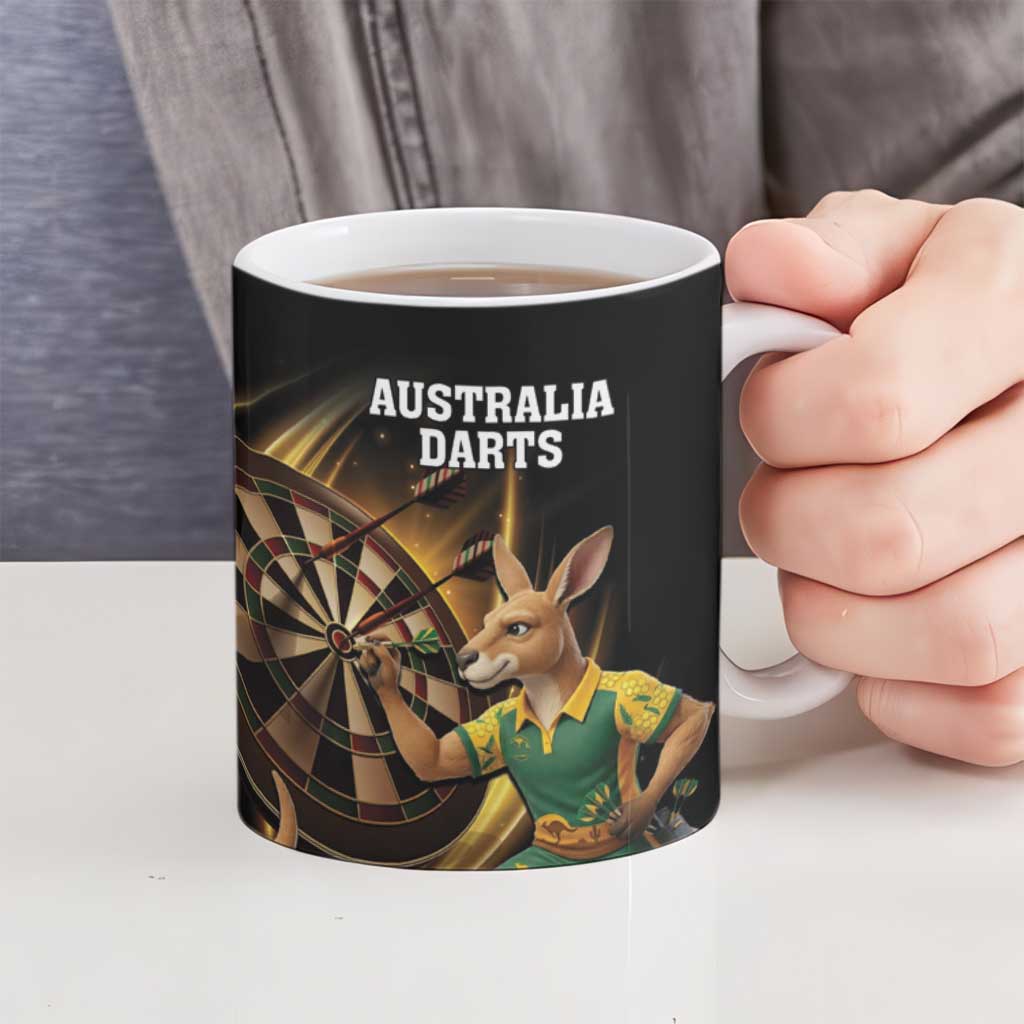 Australia Kangaroo Mascot Darts Ceramic Mug Black Edition