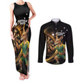 Australia Kangaroo Mascot Darts Couples Matching Tank Maxi Dress and Long Sleeve Button Shirt Black Edition