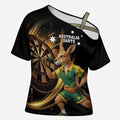 Australia Kangaroo Mascot Darts Cross Shoulder Shirt Black Edition