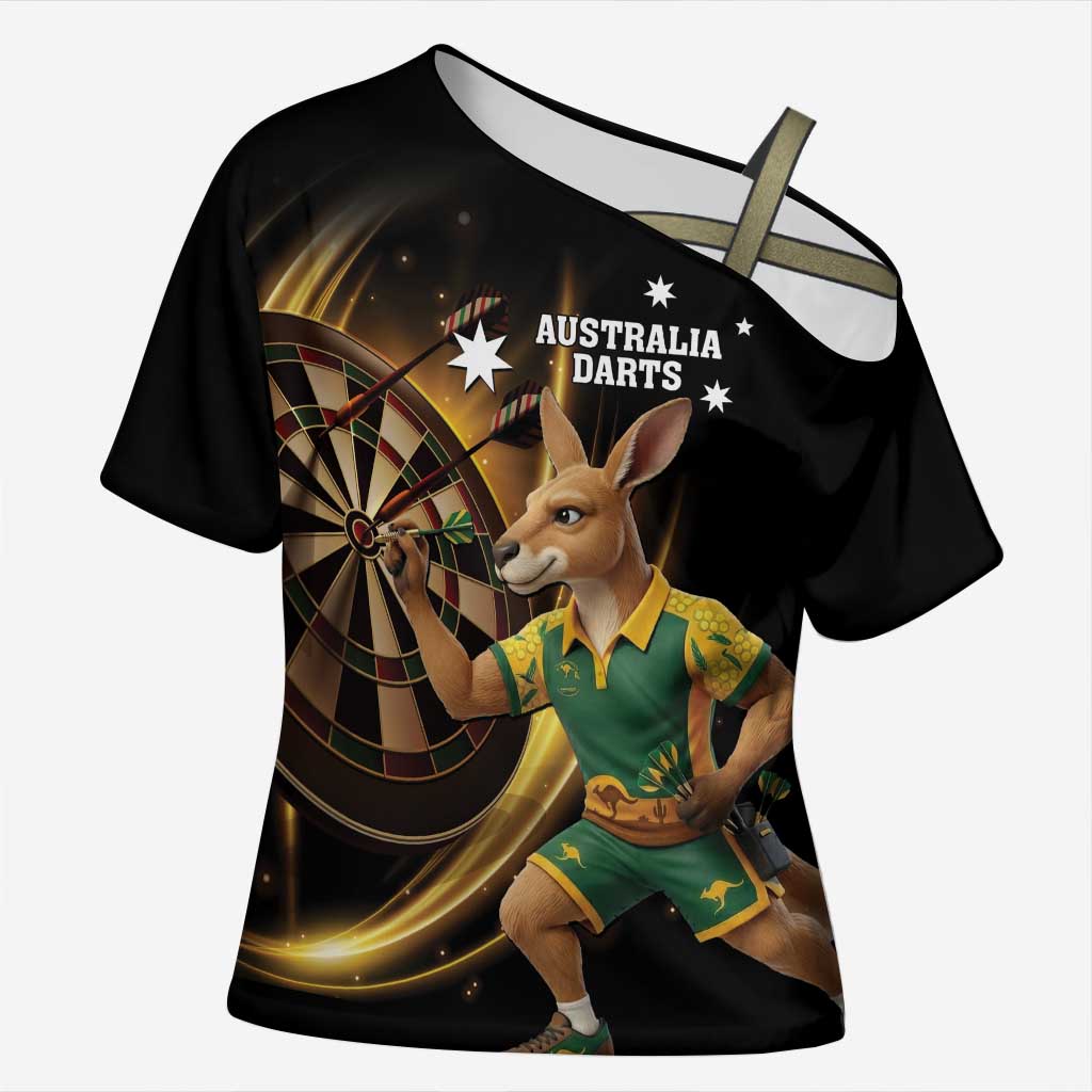 Australia Kangaroo Mascot Darts Cross Shoulder Shirt Black Edition