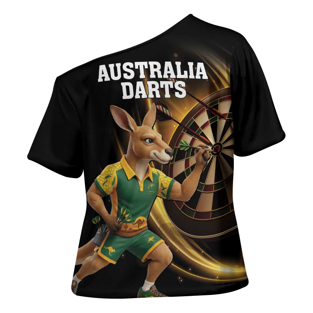 Australia Kangaroo Mascot Darts Cross Shoulder Shirt Black Edition