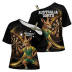 Australia Kangaroo Mascot Darts Cross Shoulder Shirt Black Edition
