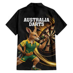 Australia Kangaroo Mascot Darts Family Matching Summer Maxi Dress and Hawaiian Shirt Black Edition