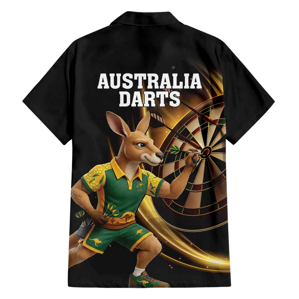 Australia Kangaroo Mascot Darts Family Matching Summer Maxi Dress and Hawaiian Shirt Black Edition