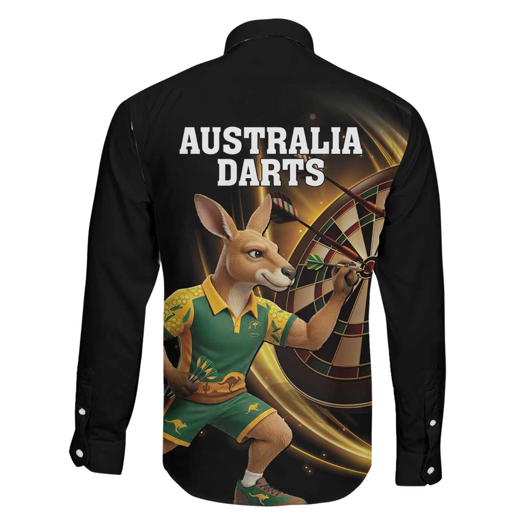 Australia Kangaroo Mascot Darts Family Matching Summer Maxi Dress and Hawaiian Shirt Black Edition