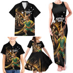 Australia Kangaroo Mascot Darts Family Matching Tank Maxi Dress and Hawaiian Shirt Black Edition