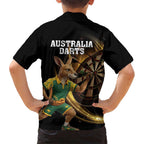 Australia Kangaroo Mascot Darts Family Matching Tank Maxi Dress and Hawaiian Shirt Black Edition