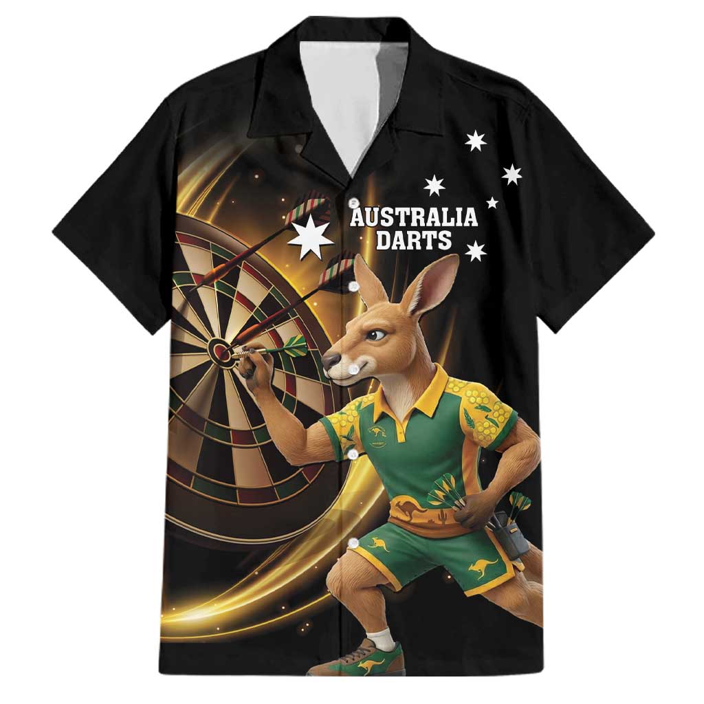Australia Kangaroo Mascot Darts Family Matching Tank Maxi Dress and Hawaiian Shirt Black Edition