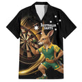 Australia Kangaroo Mascot Darts Hawaiian Shirt Black Edition