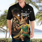 Australia Kangaroo Mascot Darts Hawaiian Shirt Black Edition