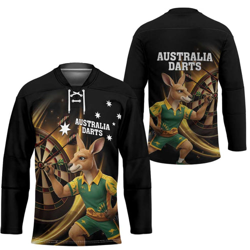 Australia Kangaroo Mascot Darts Hockey Jersey Black Edition